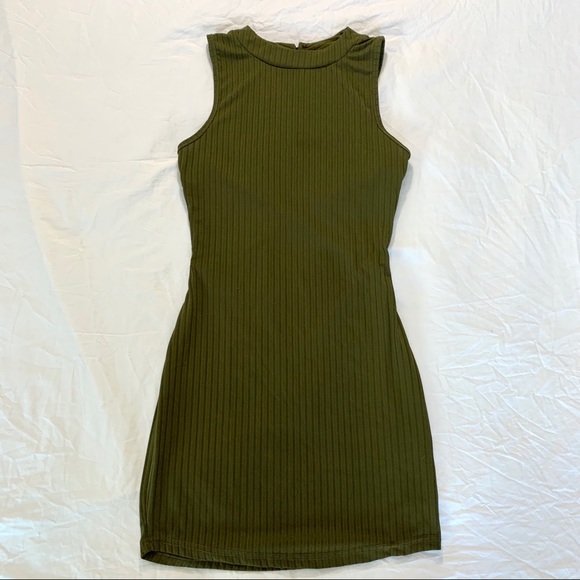 Olive green ribbed bodycon mock neck dress Olive green ribbed bodycon mock neck dress